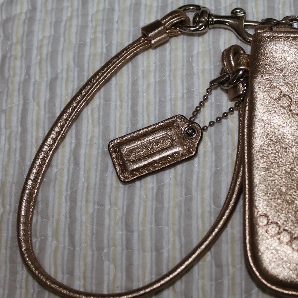 Coach Small Wristlet - Gold with Removable Strap - Picture 3 of 4